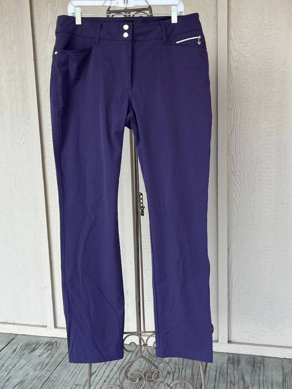 Daily Sports Sweden Pants Womens Miracle Activewear Golf Zippers Deep Purple 14